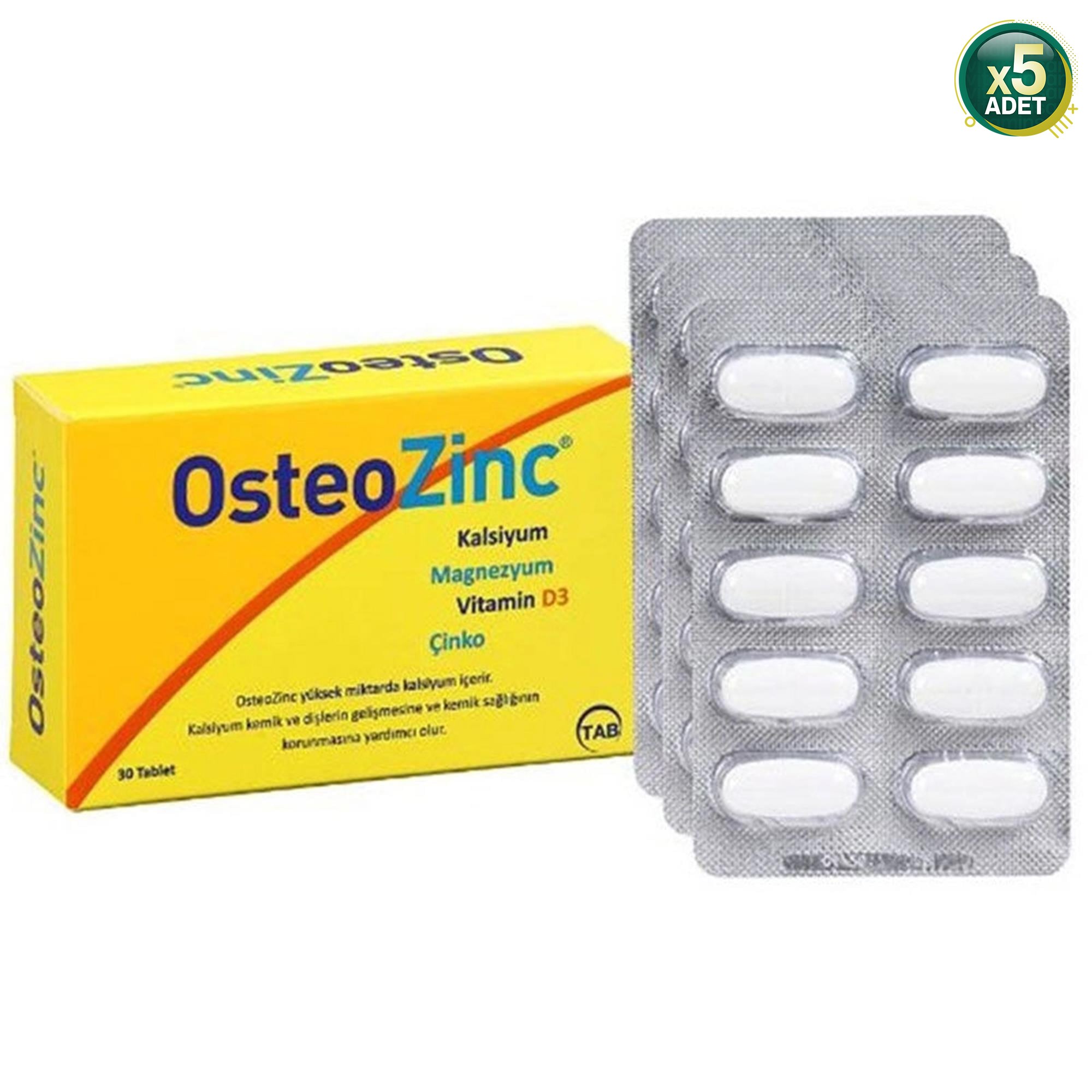 Tab İlaç Osteozinc 30 Tablet x 5 Adet