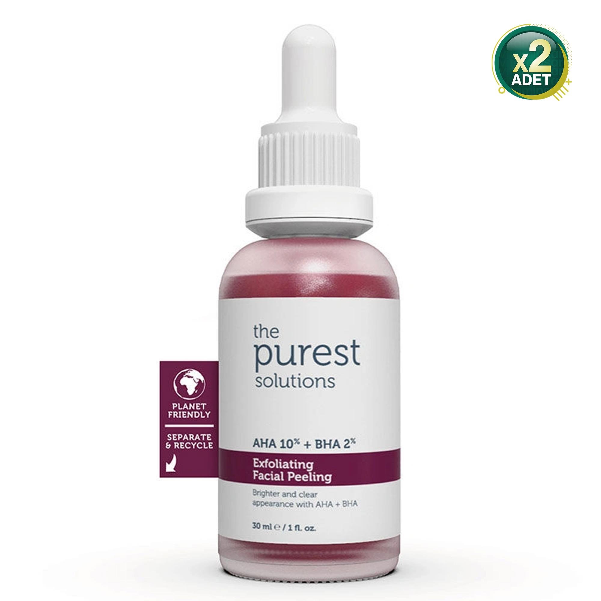 The Purest Solutions Aha 10% + Bha 2% Cilt Tonu Eşitleyici Yüz Peeling Serum 30 ml 2 Adet