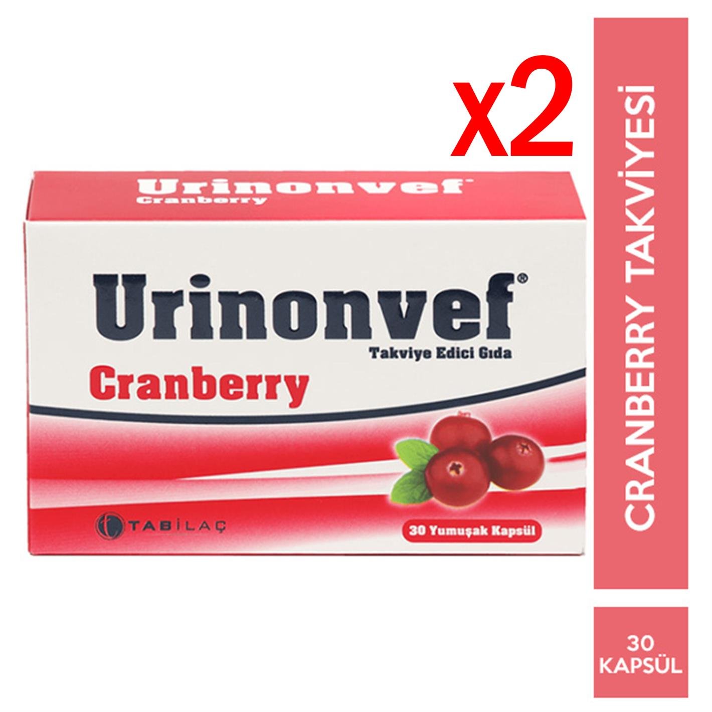 Urinonvef Cranberry 30 Kapsül 2 Adet