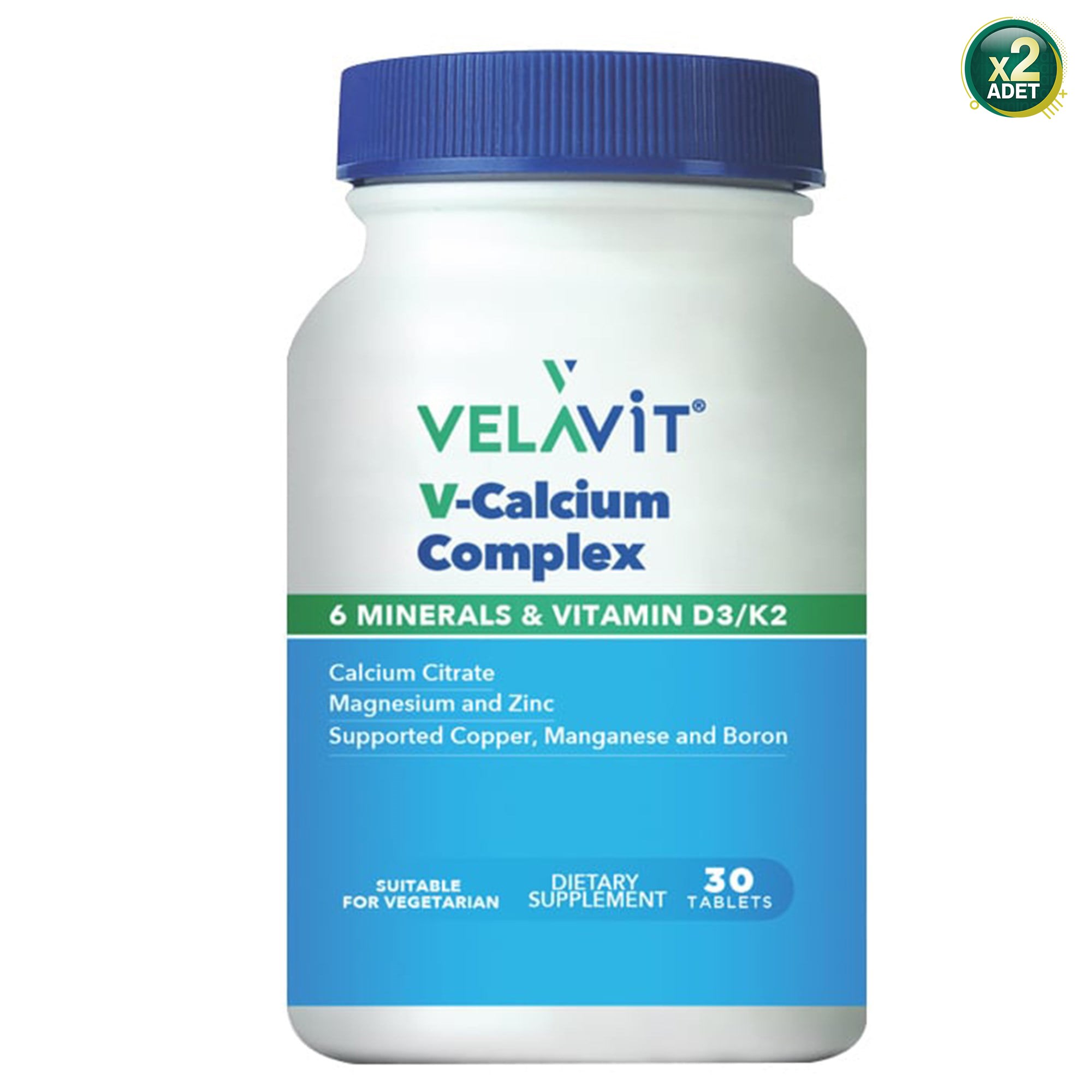 Velavit V-Calcium Complex 6 Mineral & Vitamin D3/K2 30 Tablet 2 Adet