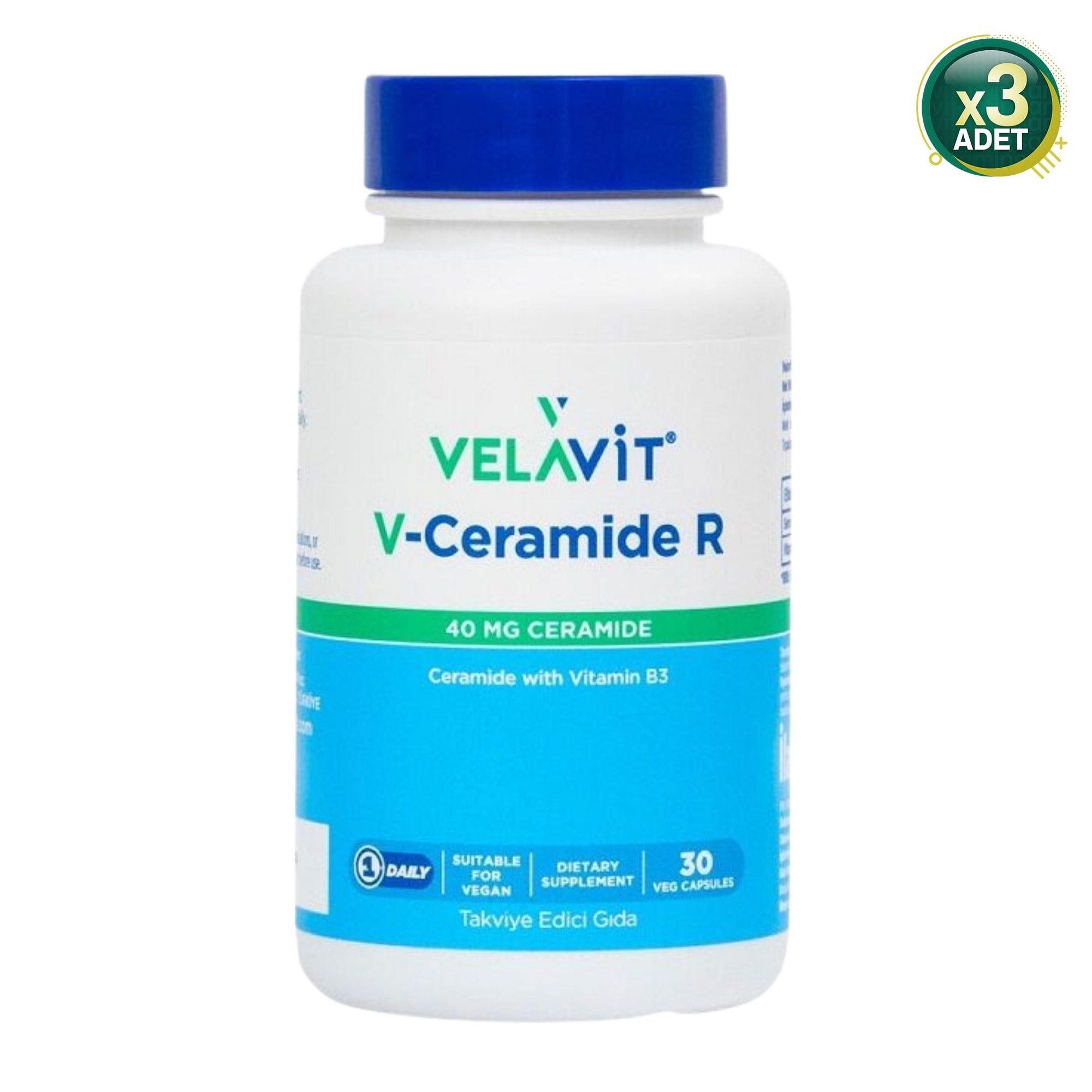 Velavit V- Ceramide R - Seramid ve Nikotinamid Içeren - 30 Kapsül - 3 Adet (90 Kapsül)