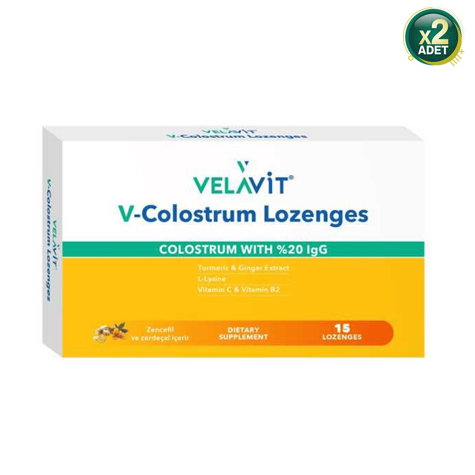 Velavit V- Colostrum Lozenges - Kolostrum Içeren Pastil - 15 Adet - 2 Kutu