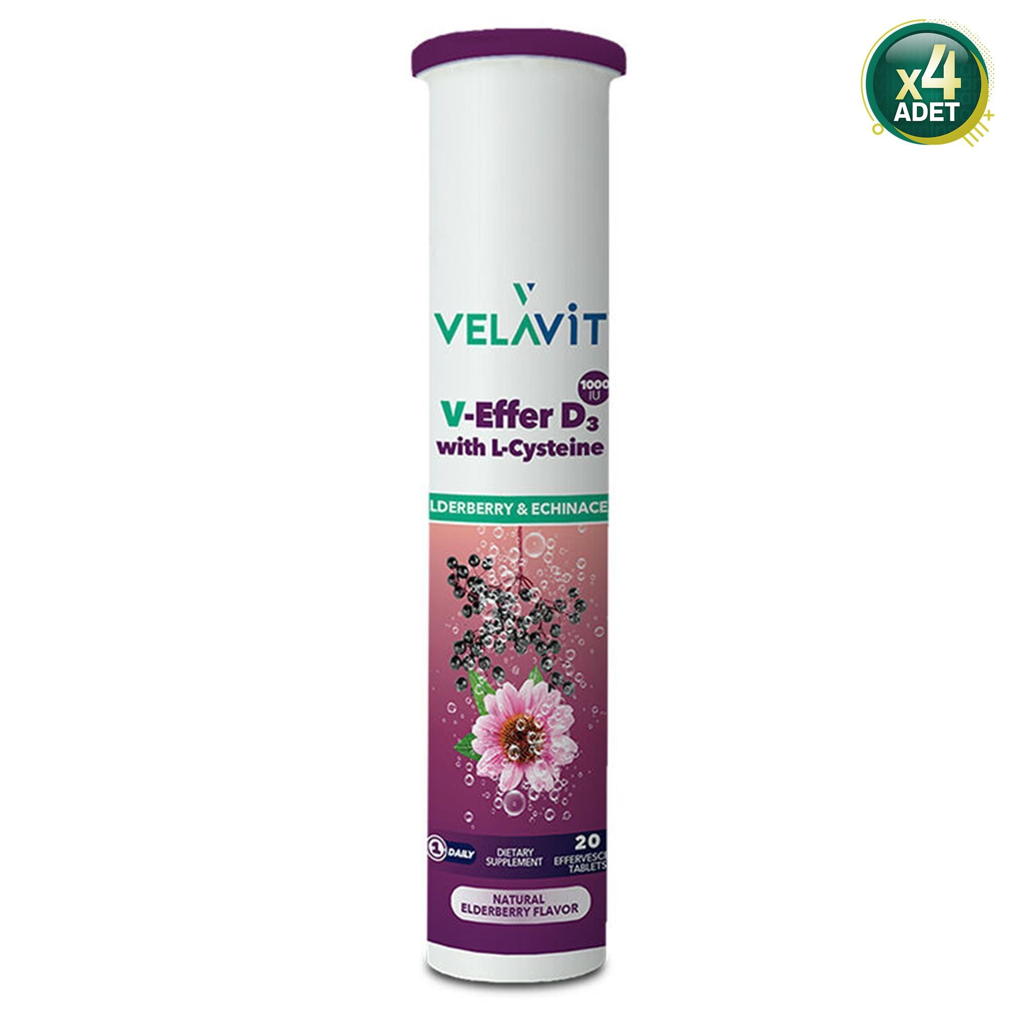 Velavit V-Effer D3 with L-Cysteine -20 Efervesan Tablet - 4 Adet