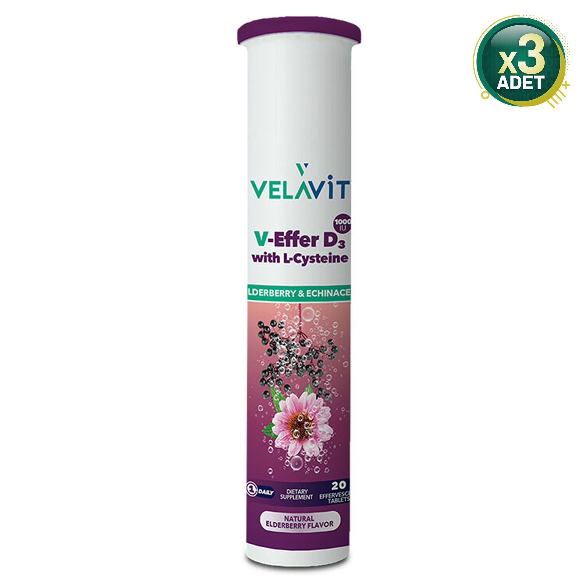 Velavit V-Effer D3 With L-Cysteine 20 Efervesan Tablet 3 Adet