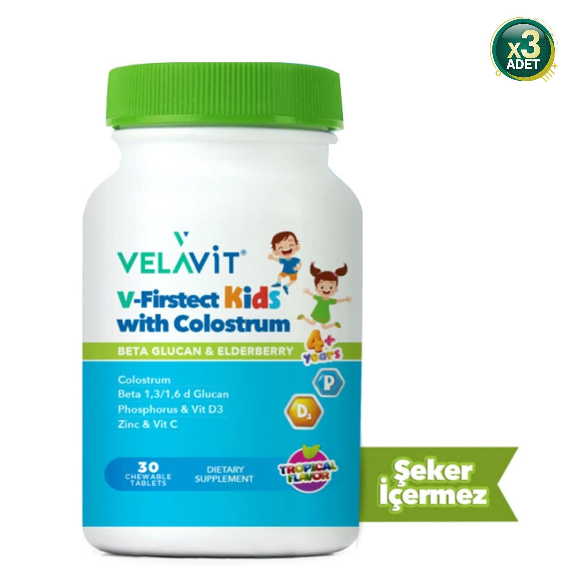 Velavit V- Firstect Kids With Colostrum - Çocuklar Için Bağışıklık Desteği - 30 Adet - 3 Adet (90 Adet)