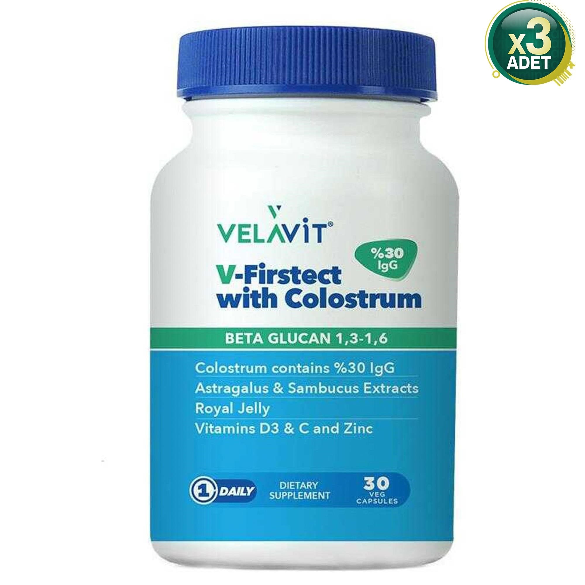 Velavit V-Firstect with Colostrum Takviye Edici Gıda 30 Kapsül - 3 Adet
