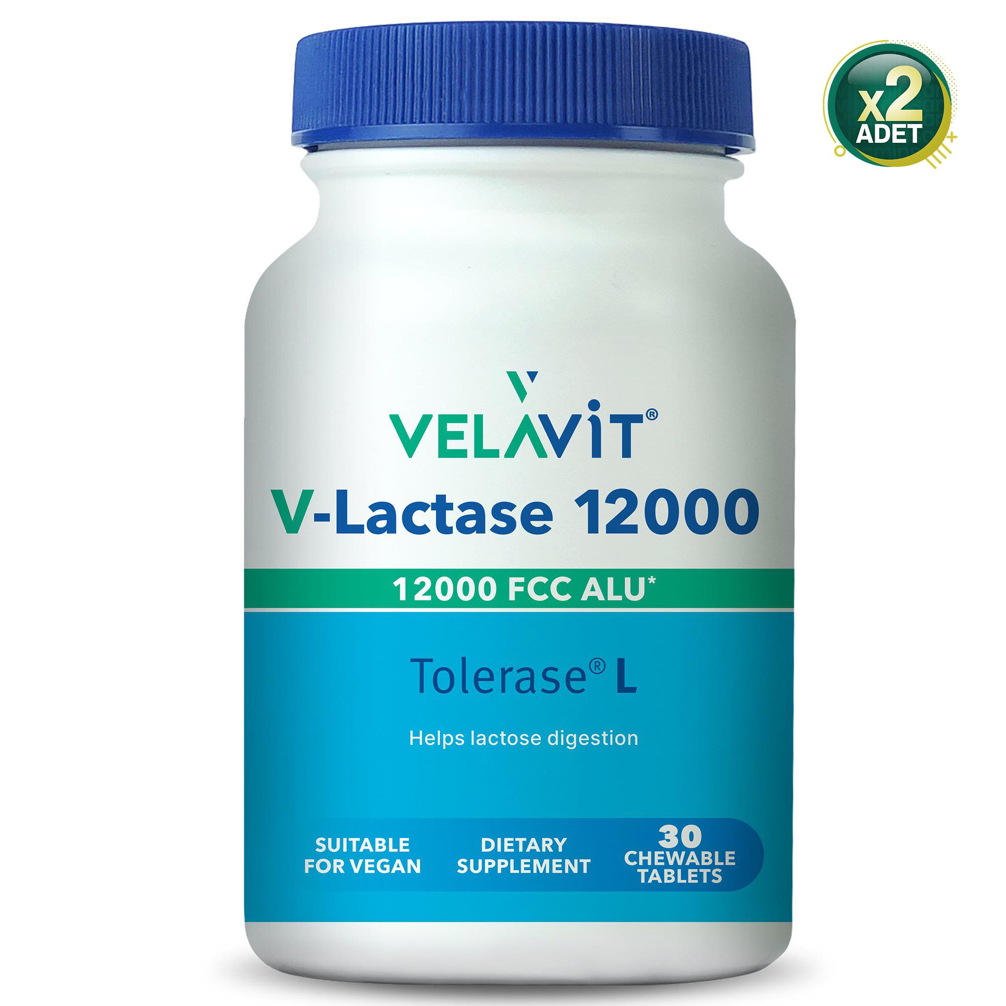 Velavit V-Lactase 12000 FCC 30 Chewable Tablet 2 Adet