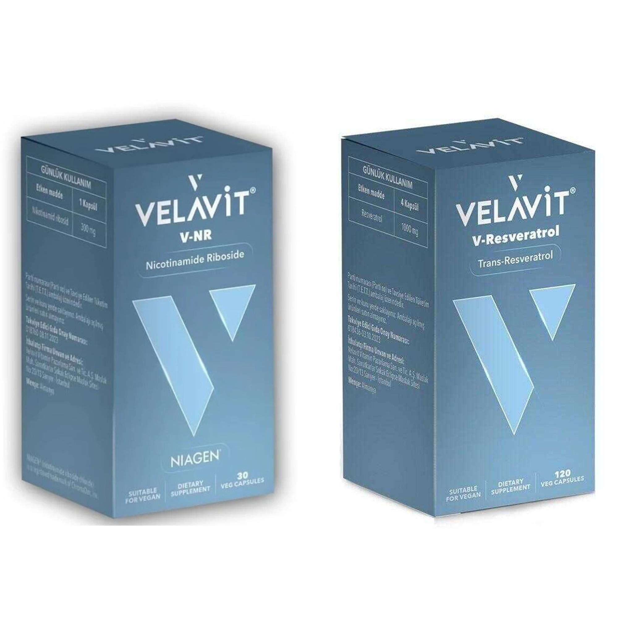 Velavit V-Nr Nicotinamide Riboside & V-Resveratrol 120 Kapsül - 2 Ürünlü Set