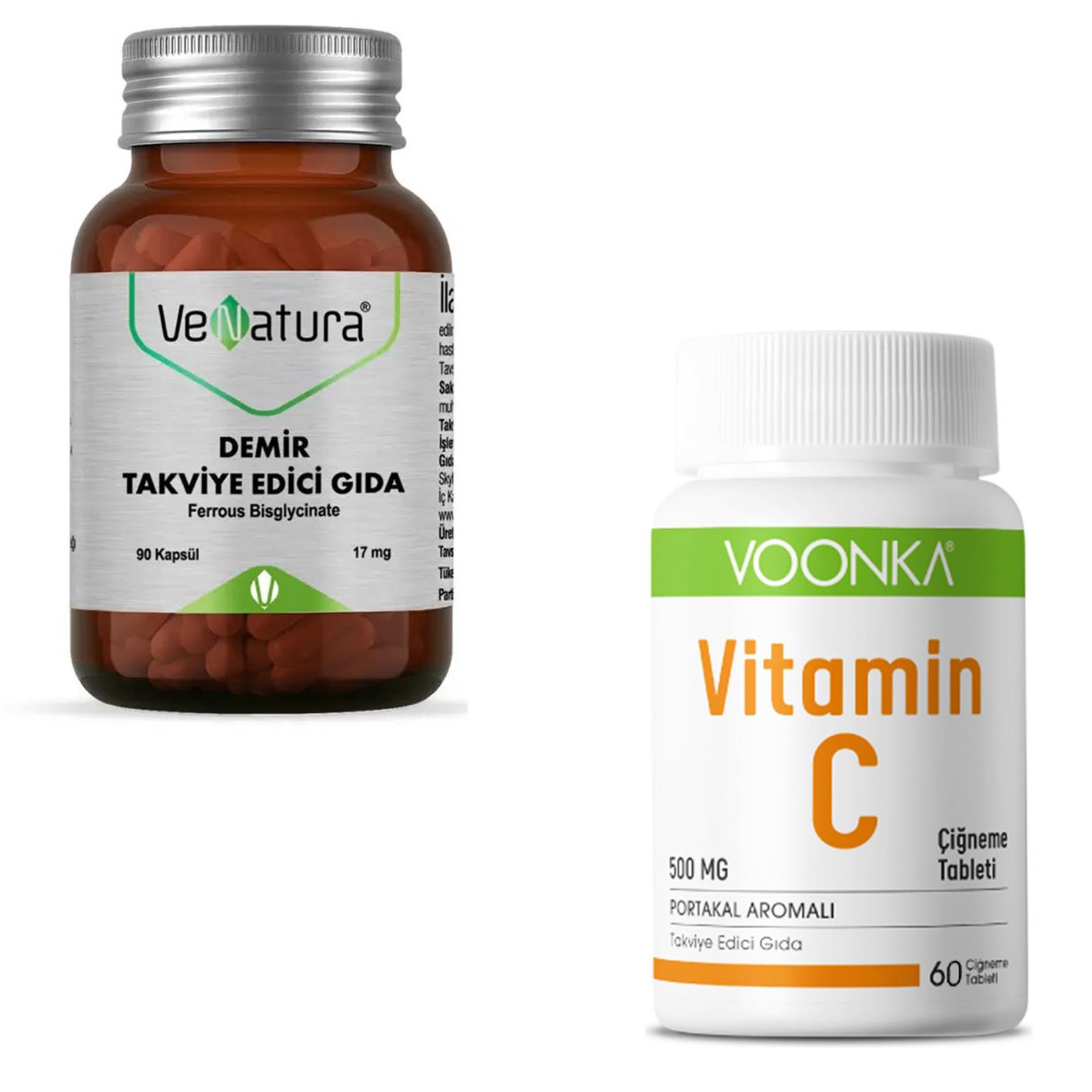 Venatura Demir 90 Kapsül ve Vitamin C 60 Kapsül