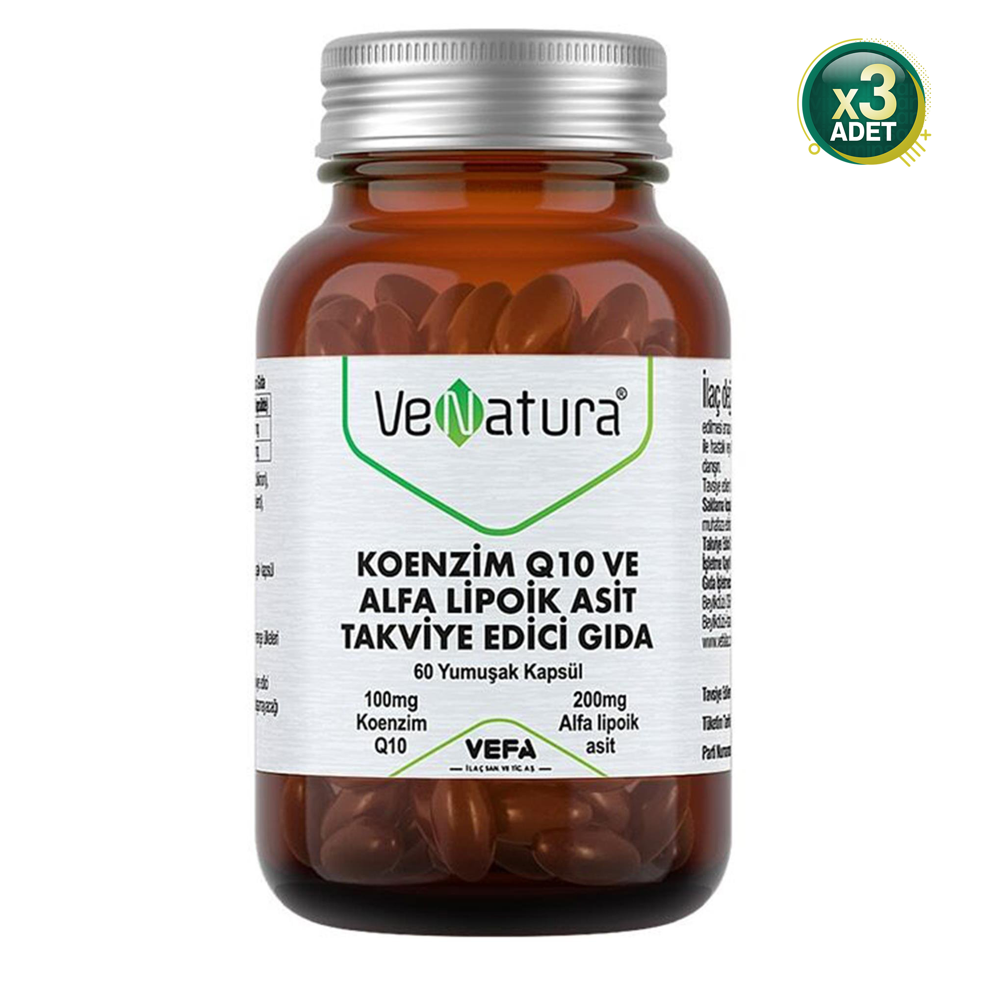 Venatura Koenzim Q10 ve Alfa Lipoik Asit 60 Kapsül 3 Adet