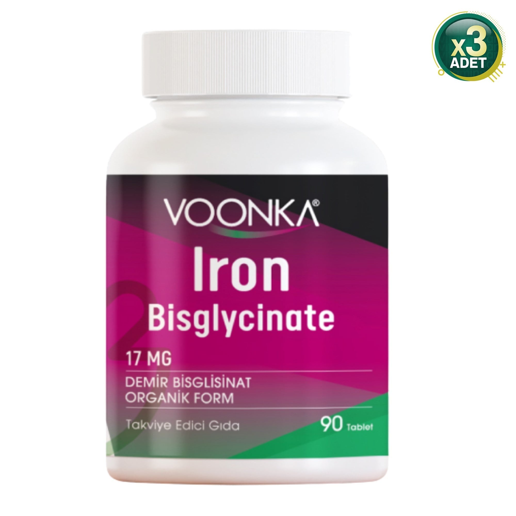 Vonka Voonka Iron Bisglycinate Demir 90 Tablet - 3 Adet (270 Tablet)