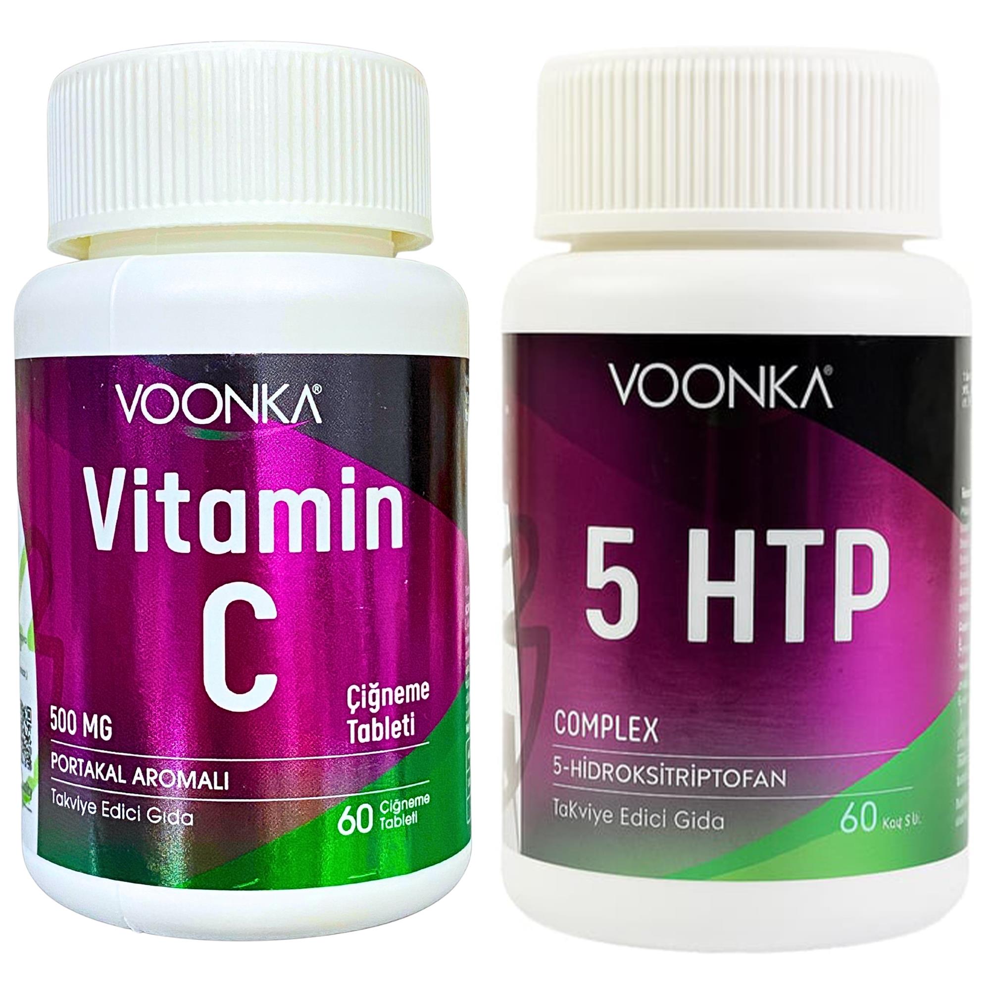 Voonka 5 Htp Complex Takviye Edici Gıda 62 Kapsül +Vitamin C Çiğneme 62 Tablet