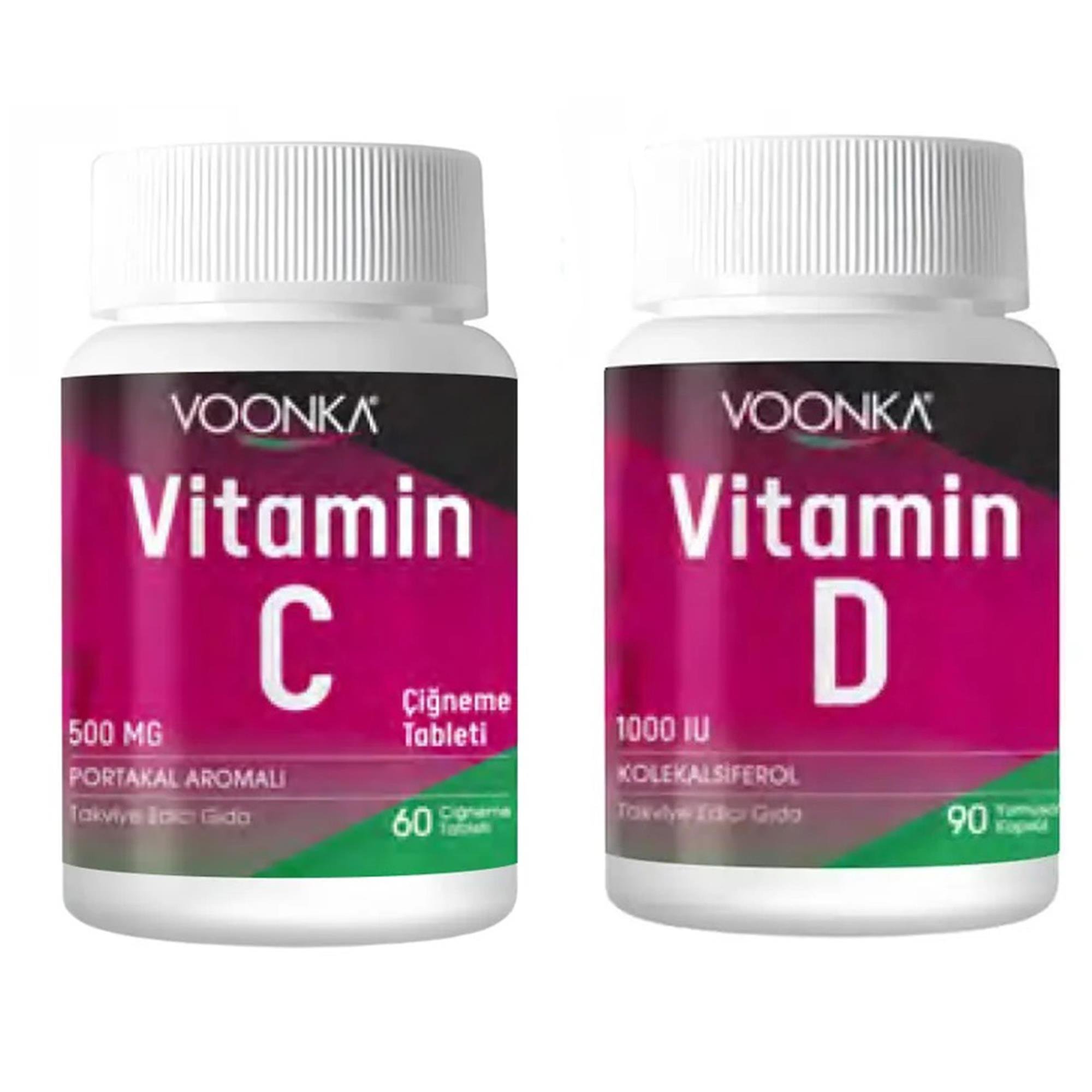 Voonka C Vitamini 60 Çiğneme Tableti ve Vitamin D 90 Kapsül
