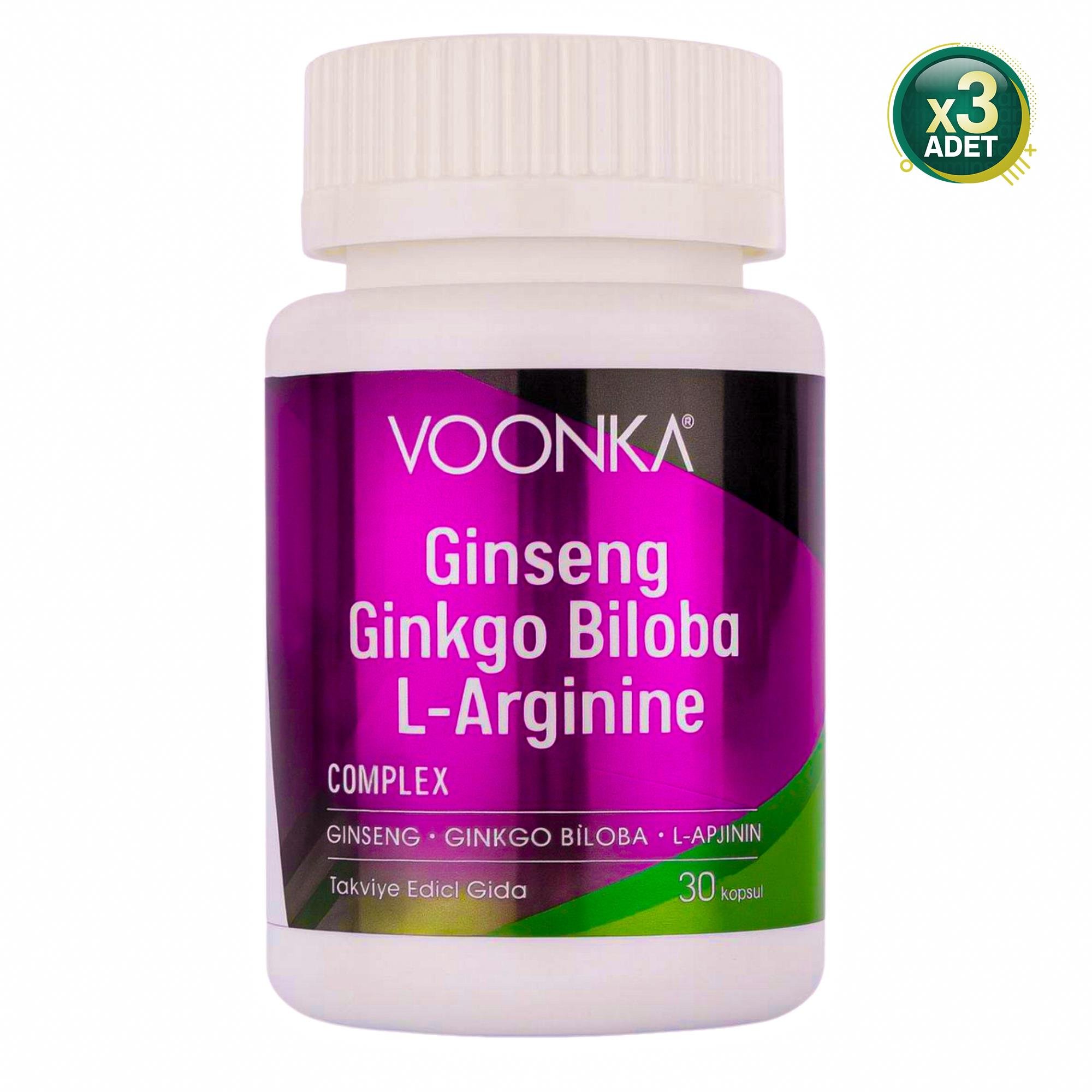 Voonka Ginseng Ginkgo Biloba L-Arginine 32 Kapsül 3 Adet