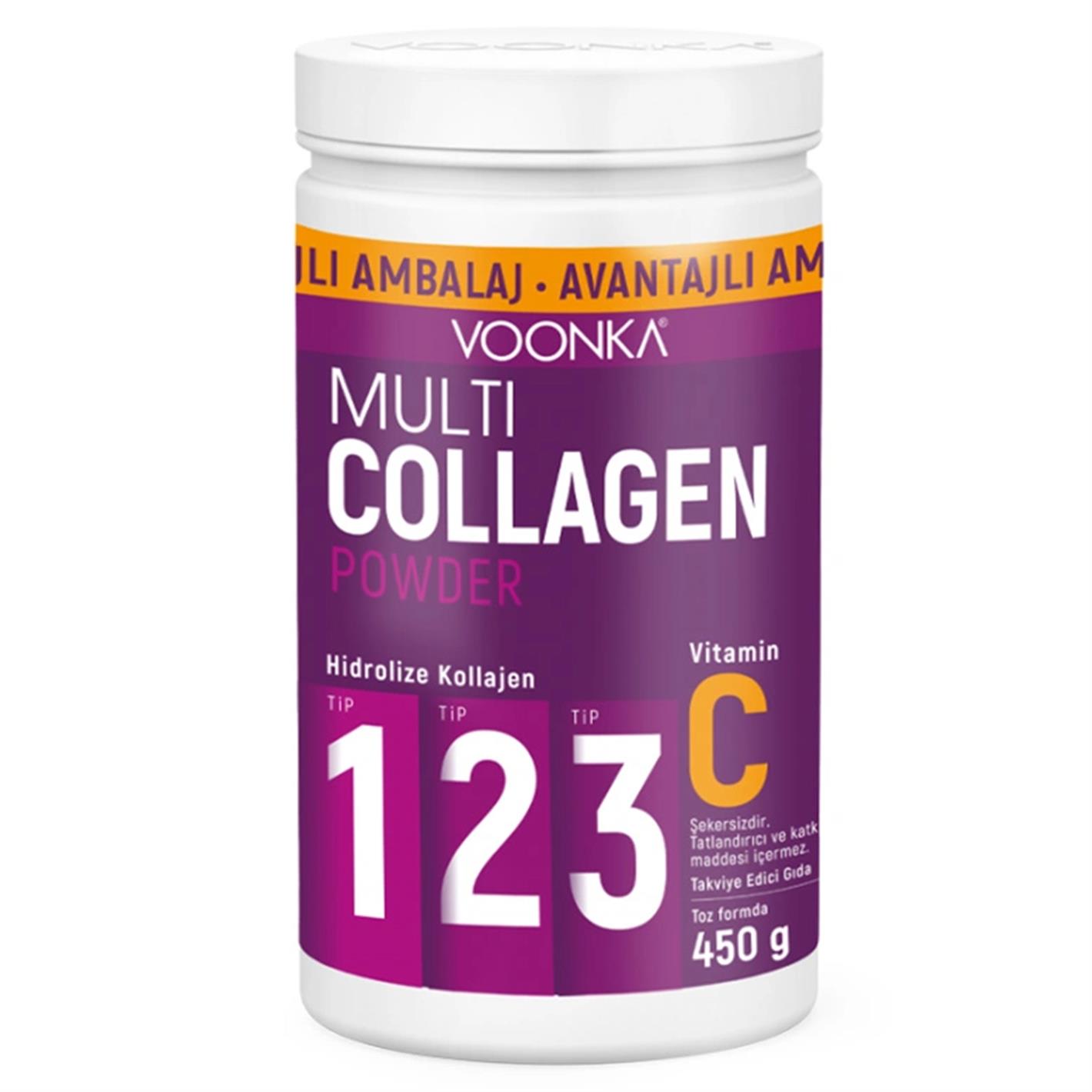 Voonka Multi Collagen Powder Vitamin C İçeren Takviye Edici Gıda 450 gr