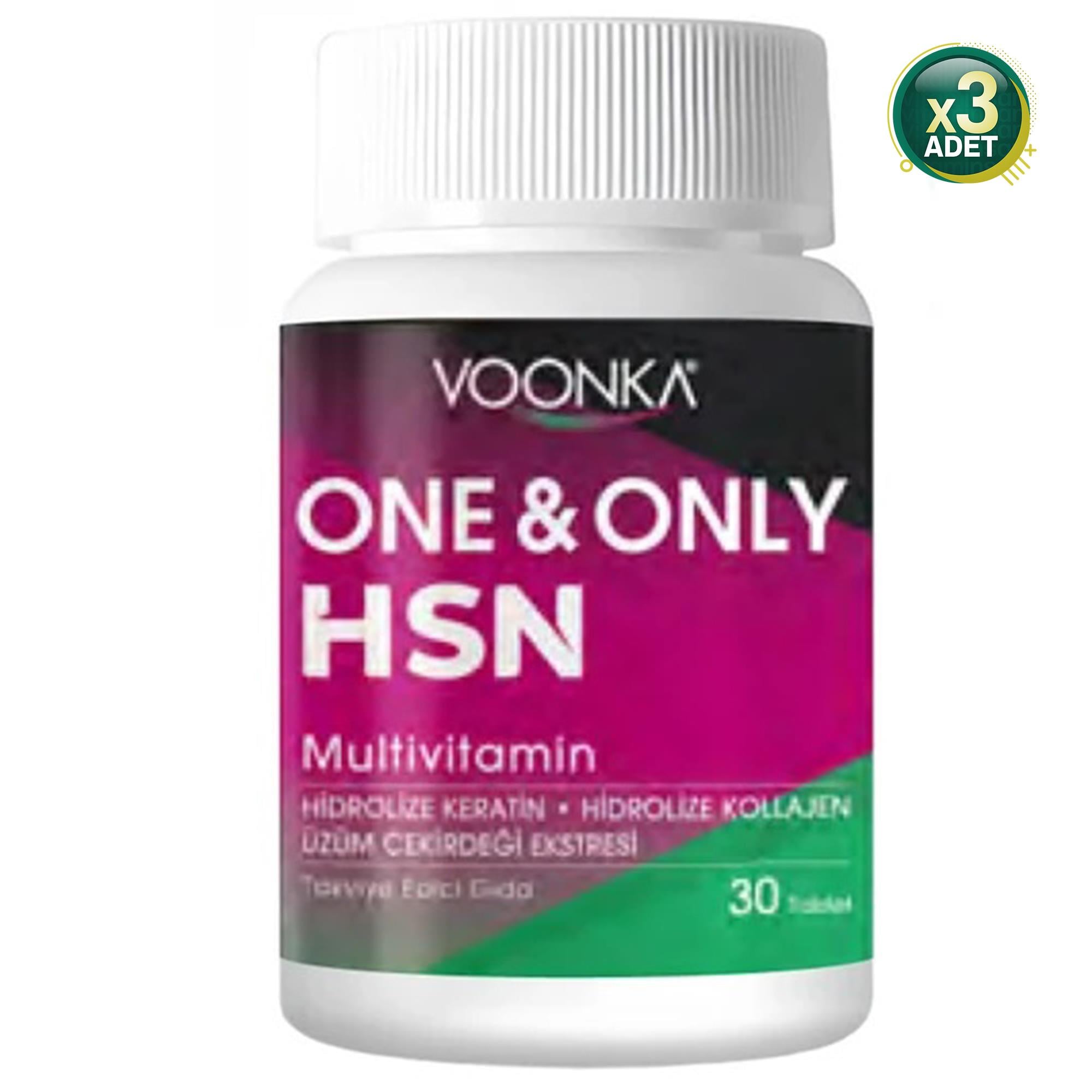 Voonka One & Only HSN Multivitamin 30 Tablet 3 Adet