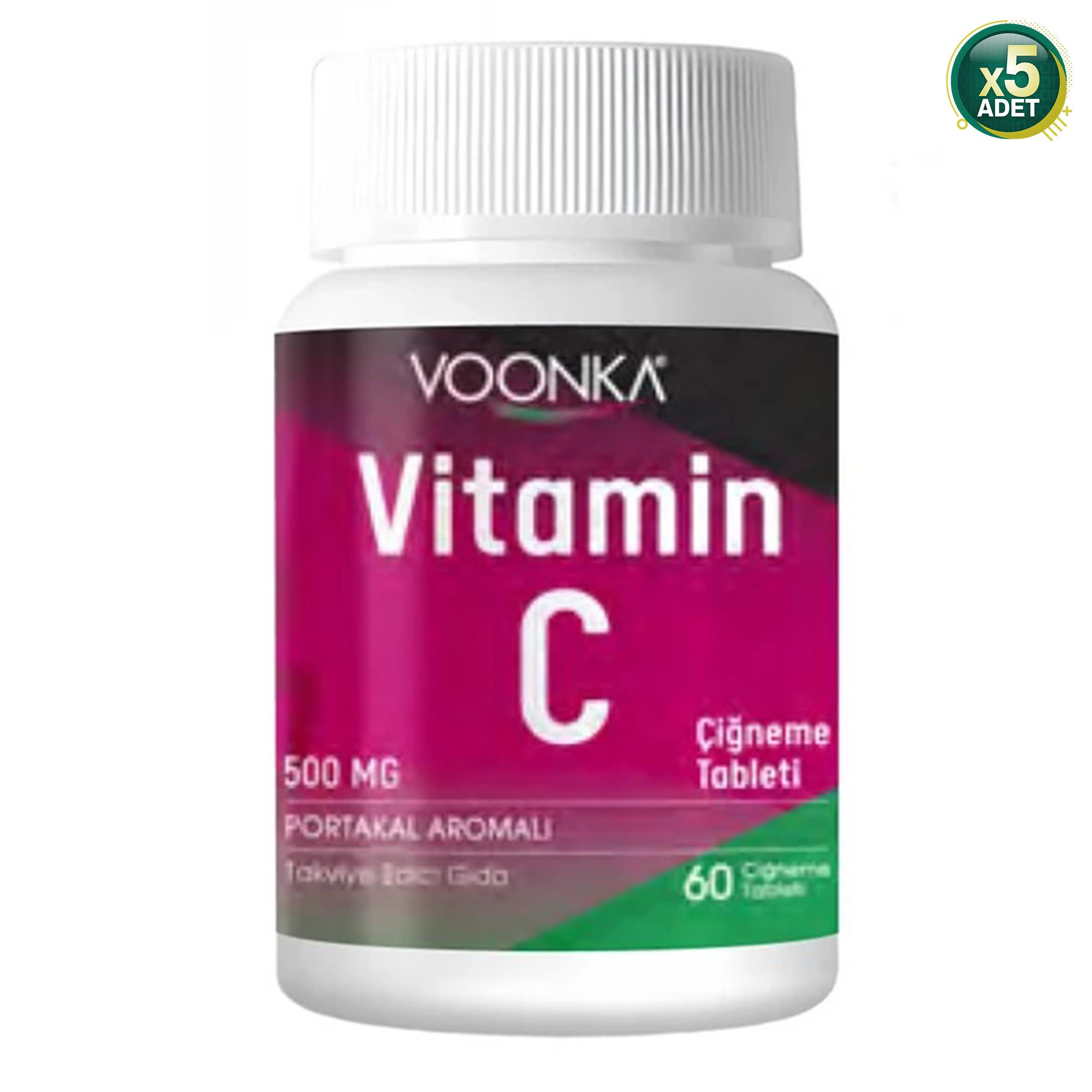 Voonka Vitamin C 500 Mg 62 Çiğneme Tableti 5 Adet