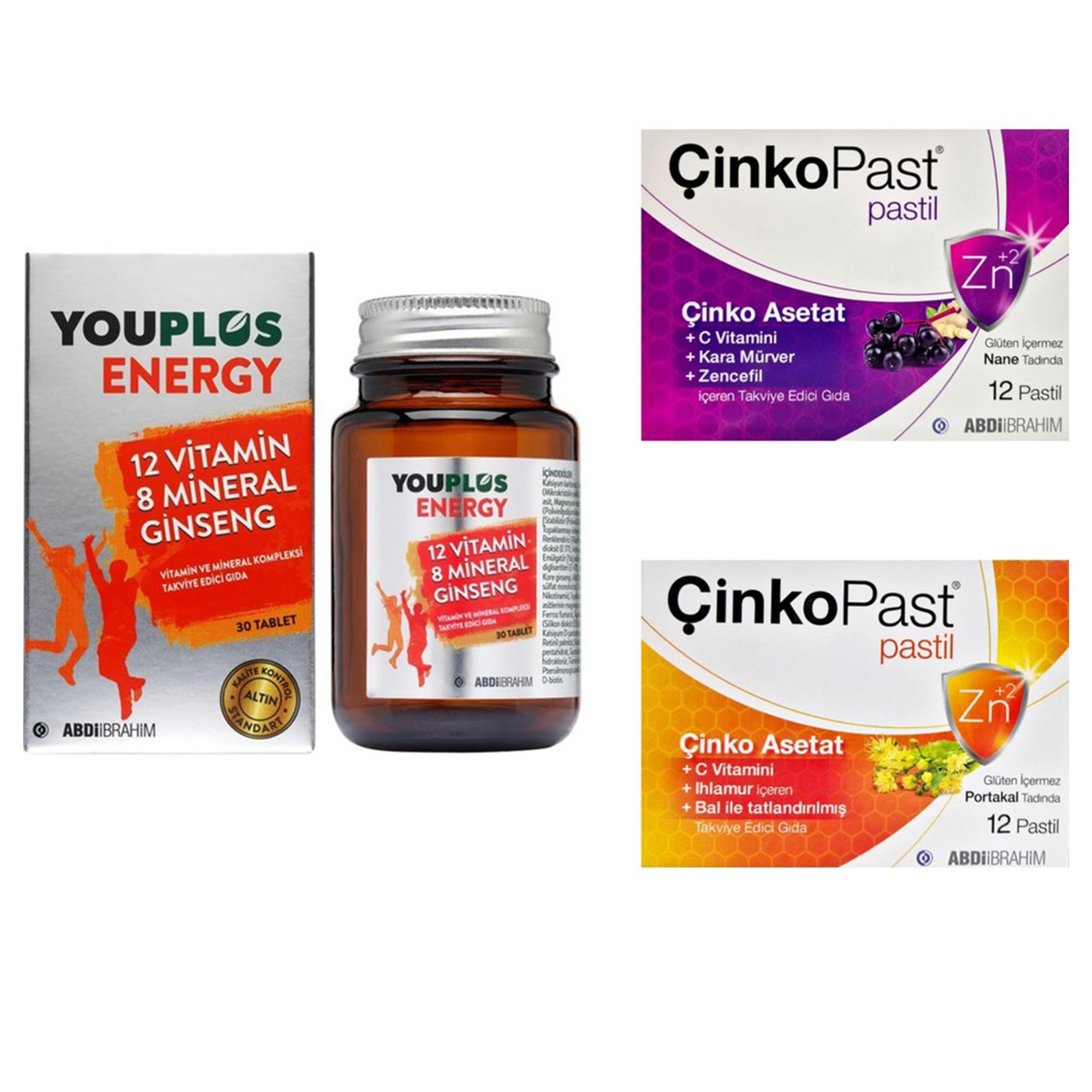 Youplus Energy Vitamin ve Mineral Kompleksi 30 Tablet (Pastil Hediyeli)