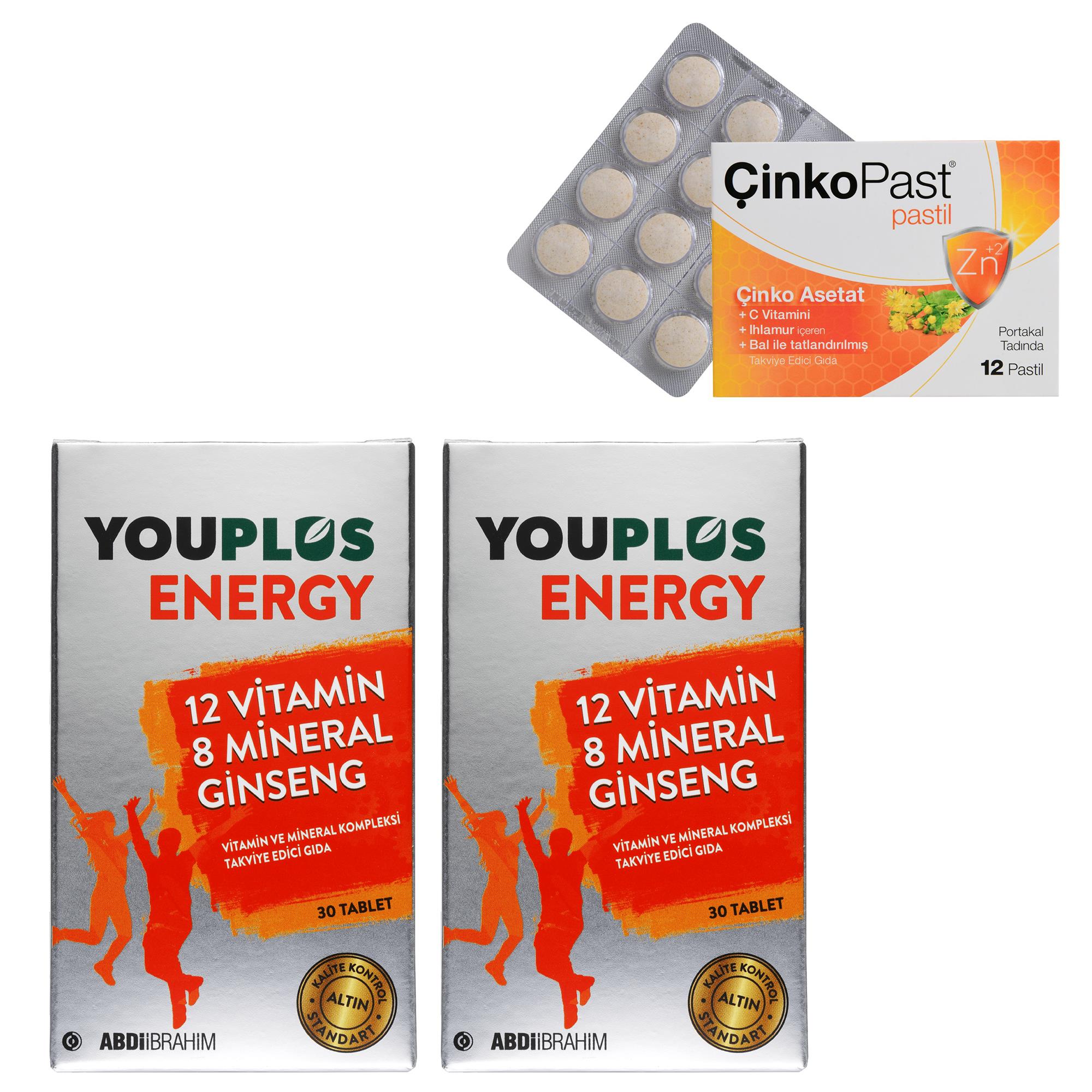 Youplus Energy Vitamin ve Mineral Kompleksi 30 Tablet 2 Adet – Pastil Hediyeli