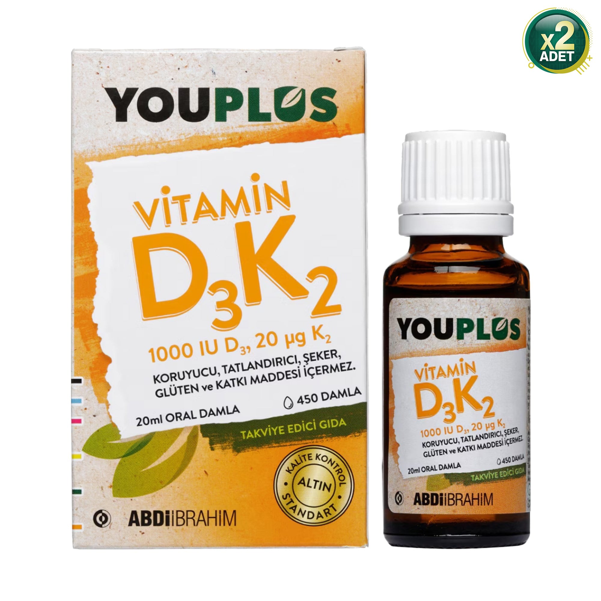 Youplus Vitamin D3 K2 Damla 20 ml Avantajlı Paket - Aromasız