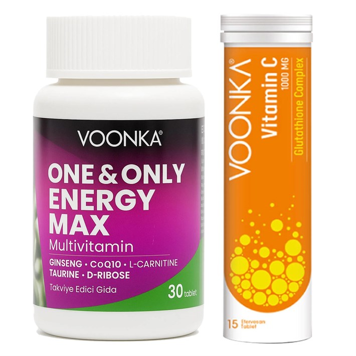 Voonka One & Only Energy Max 32 Tablet+Voonka Vitamin C 1000 Mg Glutathione Complex 15 Efervesan Tablet - -- - Voonka
