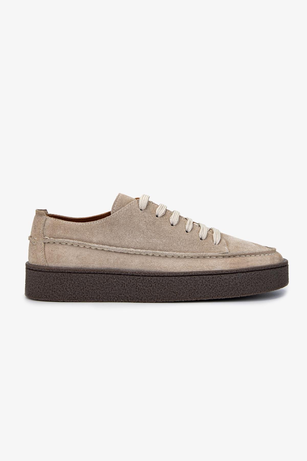 Valmenti Erkek Hakiki Deri Bej Süet Sneakers & Spor Ayakkabı