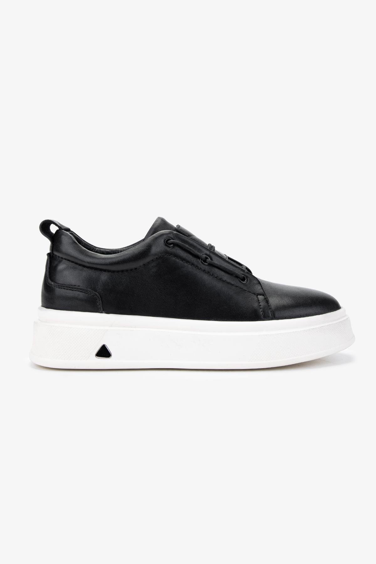 Valmenti Erkek Hakiki Deri Siyah Deri Sneakers & Spor Ayakkabı