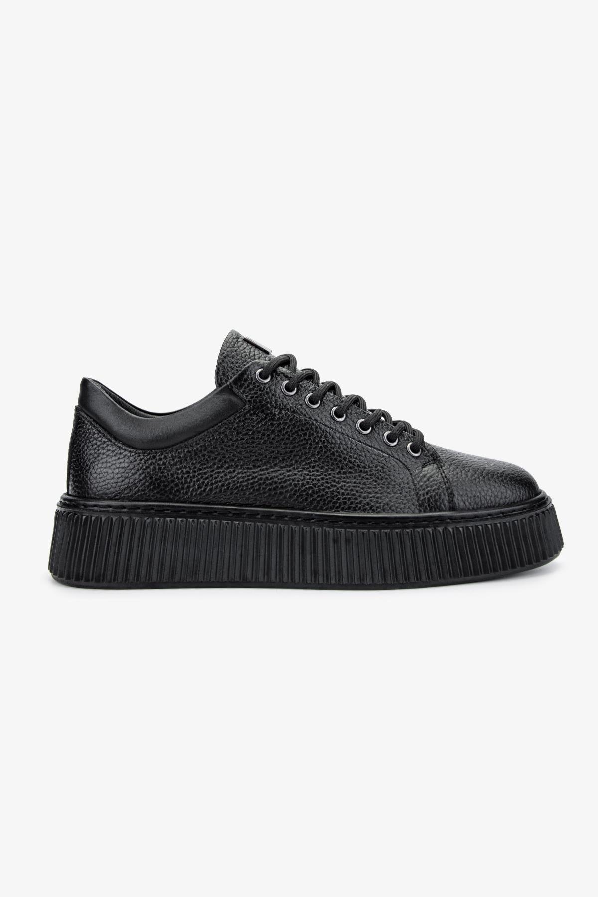 Valmenti Erkek Hakiki Deri Siyah Floter Sneakers & Spor Ayakkabı