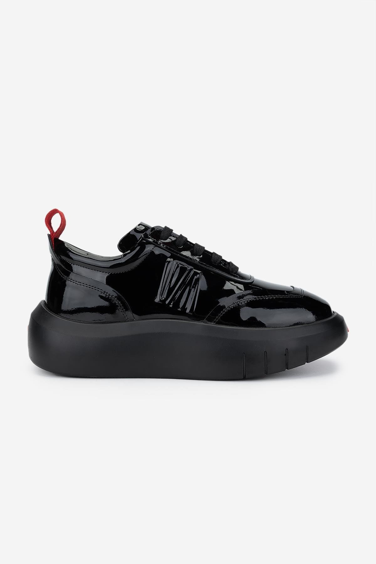 Valmenti Erkek Hakiki Deri Siyah Rugan Sneakers & Spor Ayakkabı