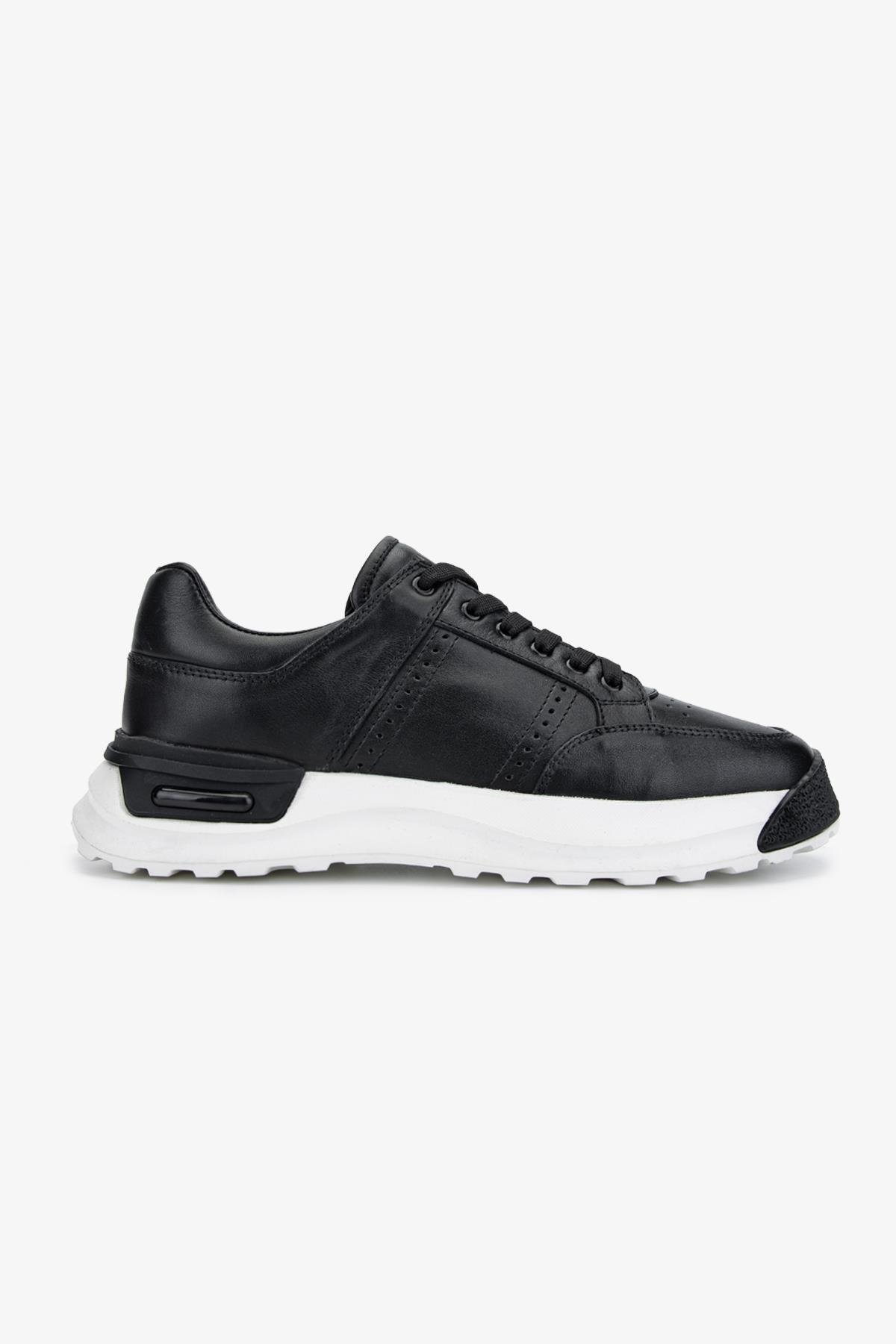 Valmenti Sneak Erkek Siyah Hakiki Deri Sneakers & Spor Ayakkabı