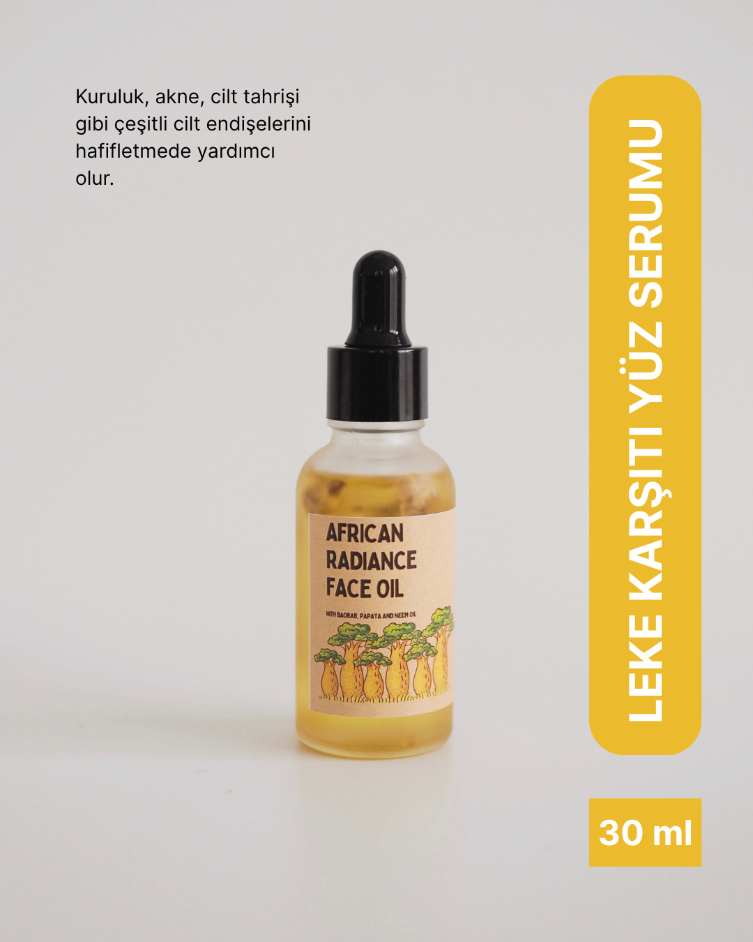 Cilt Yenileyici, Gençleştirici, Parlaklık ve Nem Sağlayan Akne ve Leke Karşiti Yüz Serumu - 30 ml