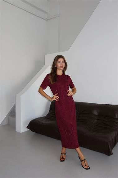Taşlı Modal Elbise