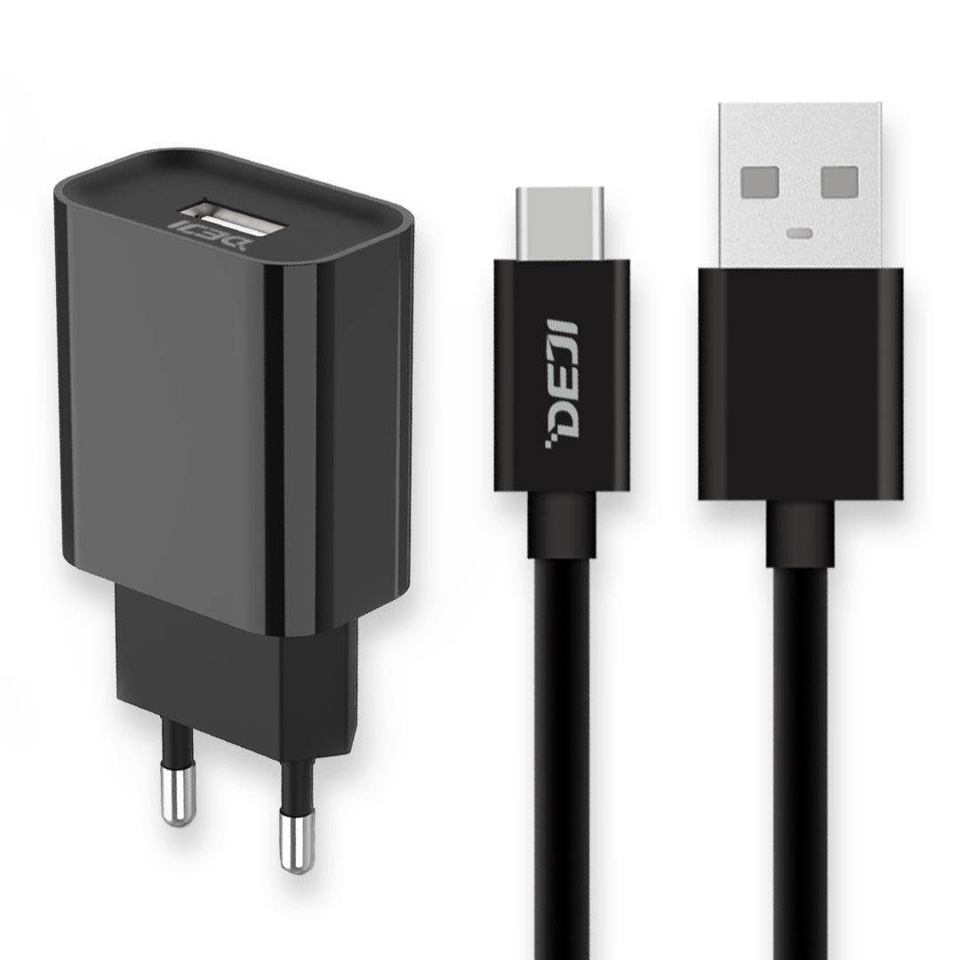 Deji Type-C USB Şarj Aleti 2A Micro Usb Kablo Siyah