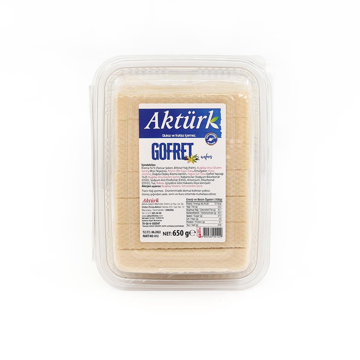 Aktürk Vanilyalı Gofret 475 Gr