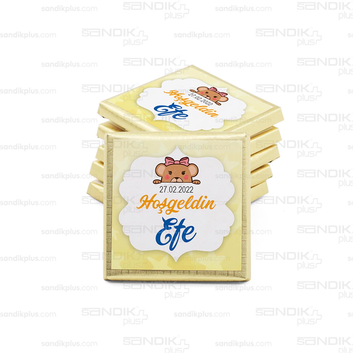 Erkek Bebek Çikolatası 500g (72 Adet) - Özel Baskı ve Sargılı Sütlü Madlen - Model-1 