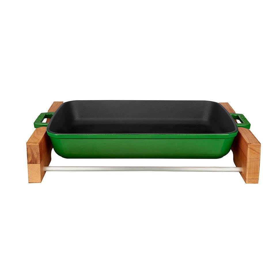 Ahşap Altlıklı Döküm Demir Tepsi