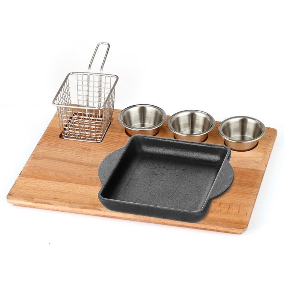 Döküm Kareli Kulplu Fajita Sunum Seti