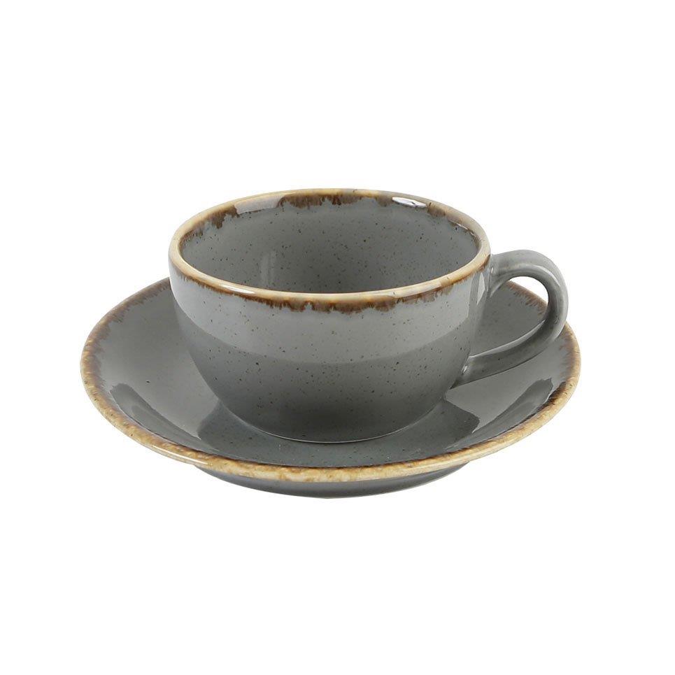 Porselen Koyu Gri Çay Fincan Takımı