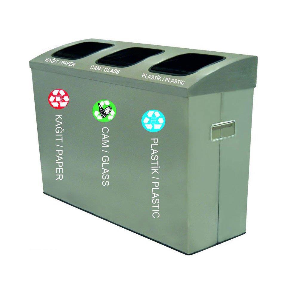 3'lü Geri Dönüşüm Çöp Kovası