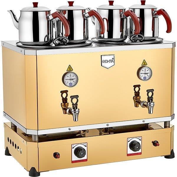 4 Demlikli Jumbo Çay Kazanı Makinesi 46 lt Gazlı