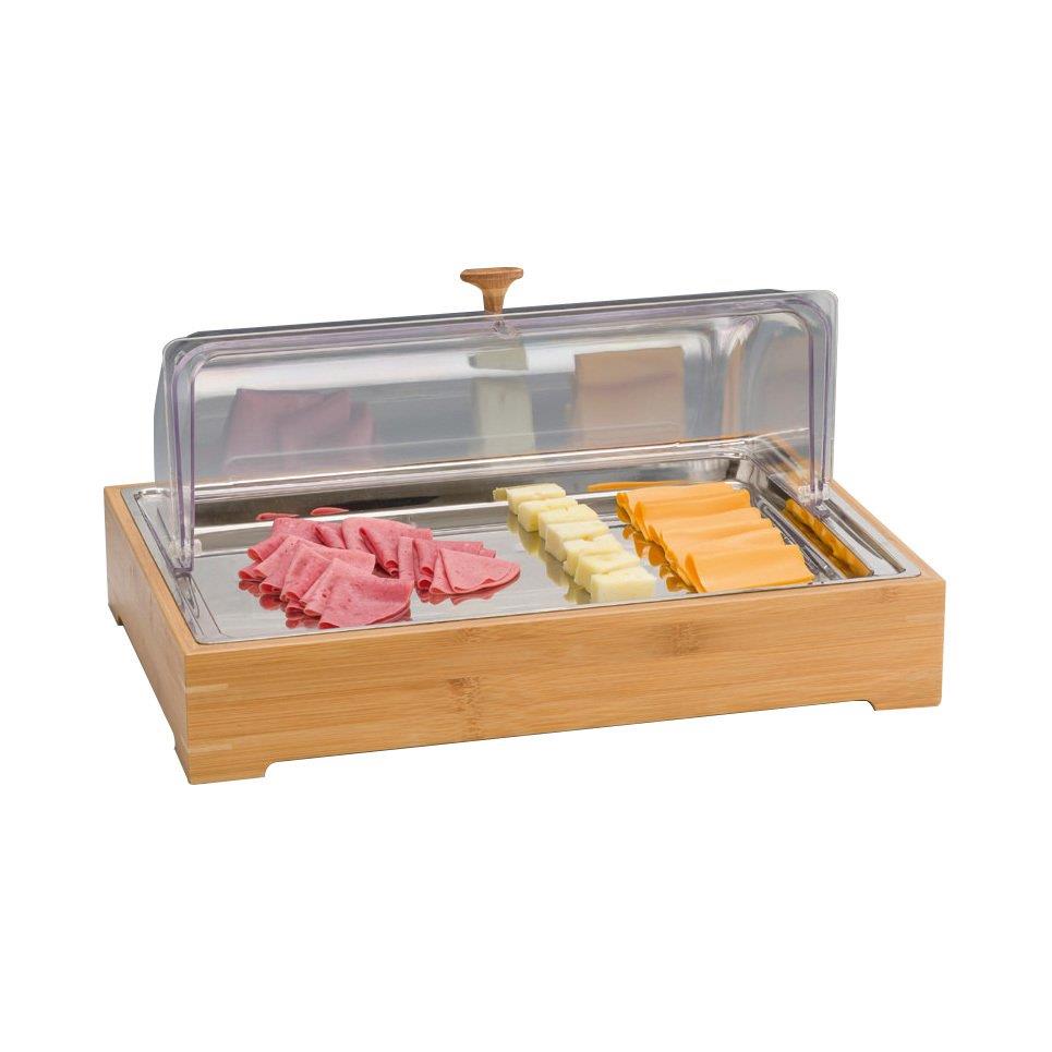 Ahşap Altlı Polikarbonat Rolltop Kapaklı Soğutucu Teşhir