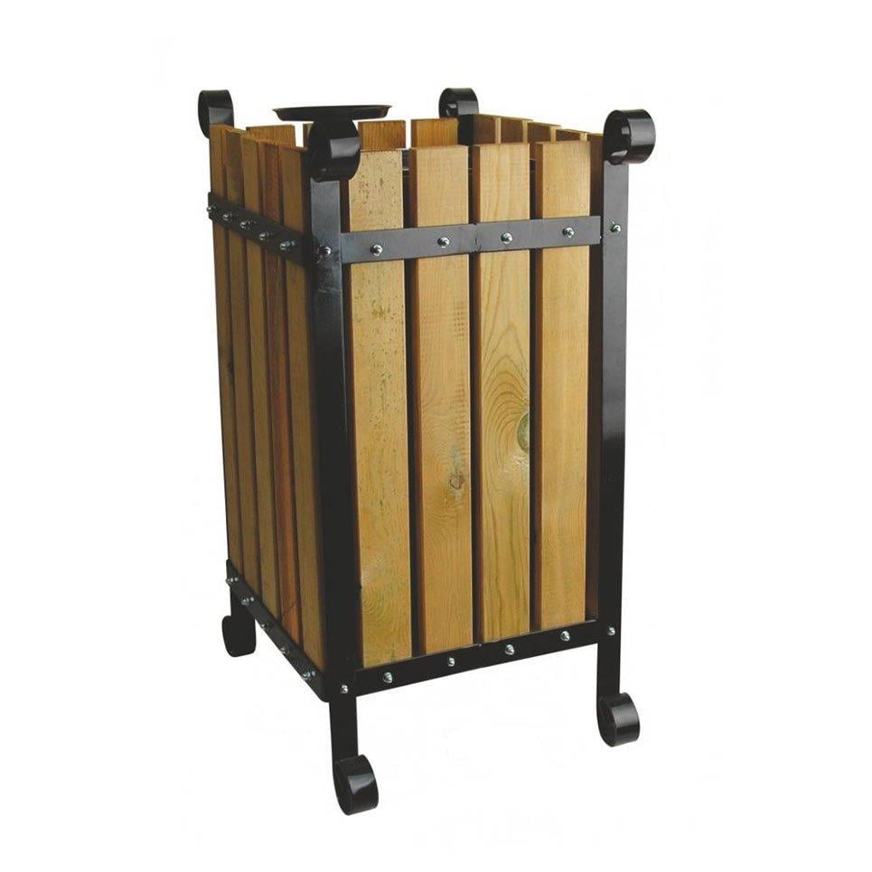 Çöp Kovası Ahşaplı Kare