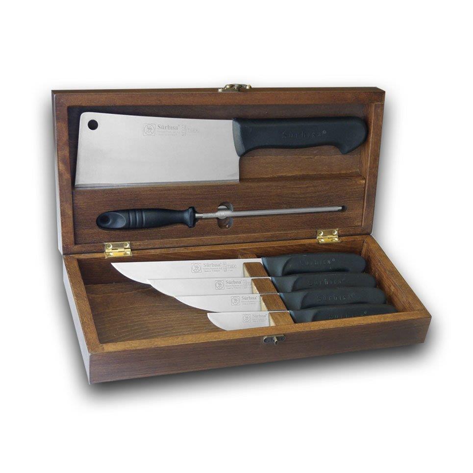 Eskitme Ahşaplı Kasap Seti