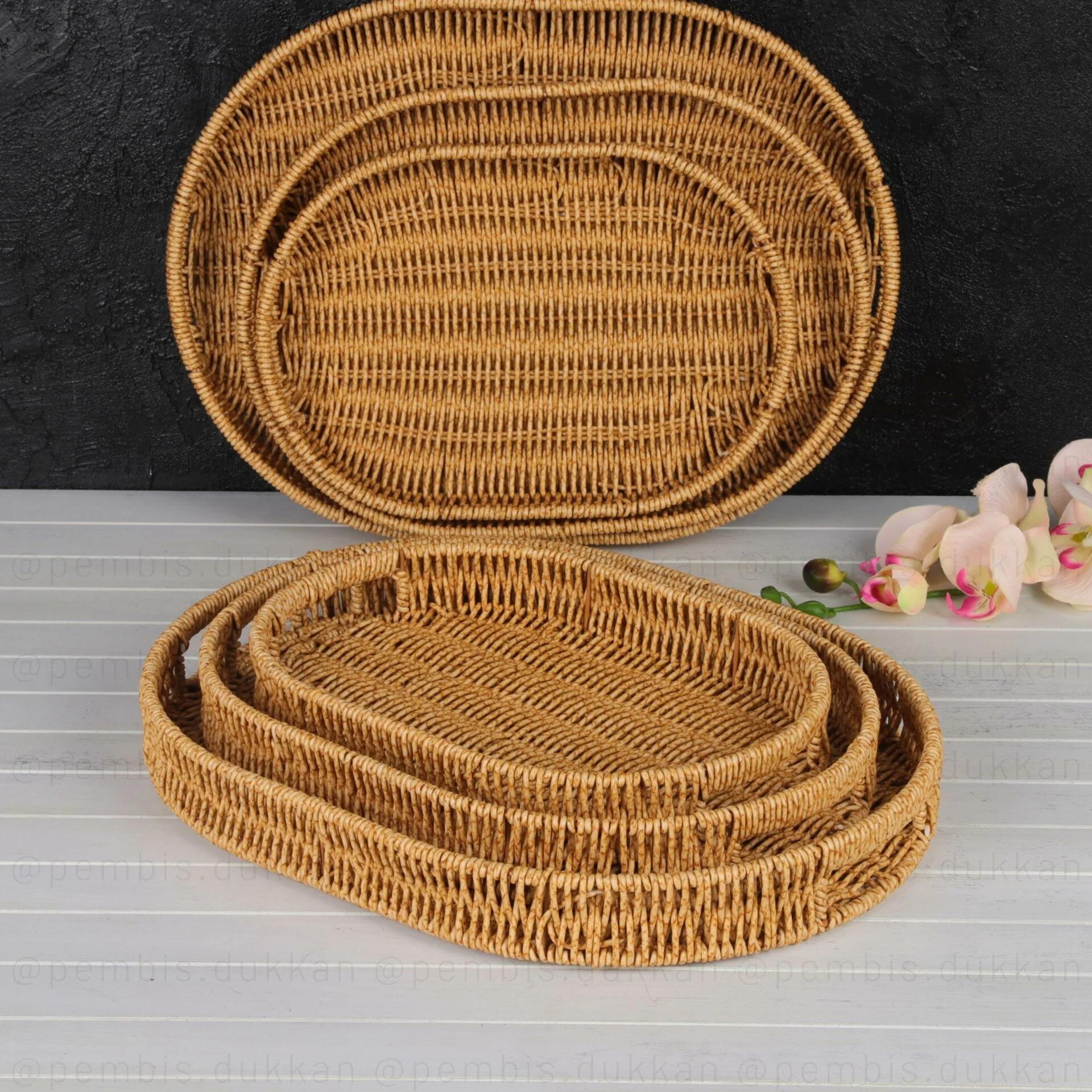 F-1 3LÜ RATTAN OVAL TEPSİ*12
