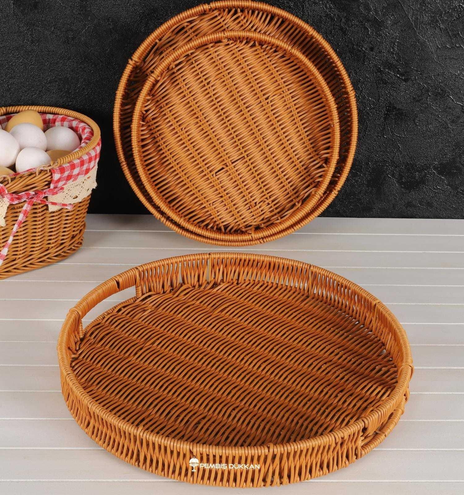 F-10 3LÜ RATTAN YUVARLAK TEPSİ*12