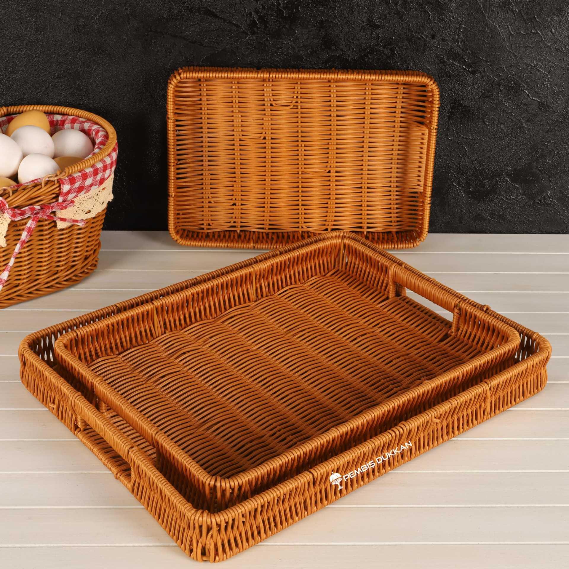 G-24 3LÜ RATTAN DİKDÖRTGEN TEPSİ*12