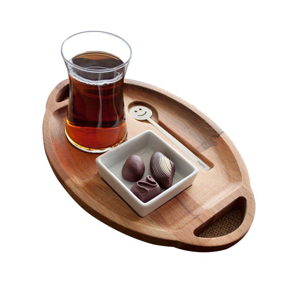Oval Ahşap Çay Sunumluk