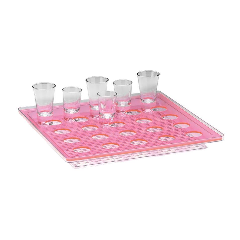 Polikarbonat Tepsili Shot Servisi 25'li Pembe