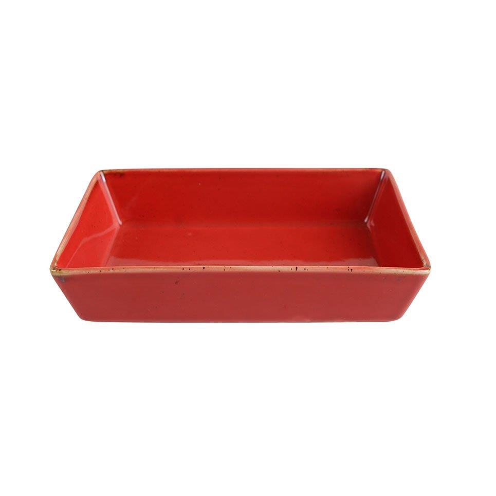 Porselen Kırmızı Salata & Meze Tabağı