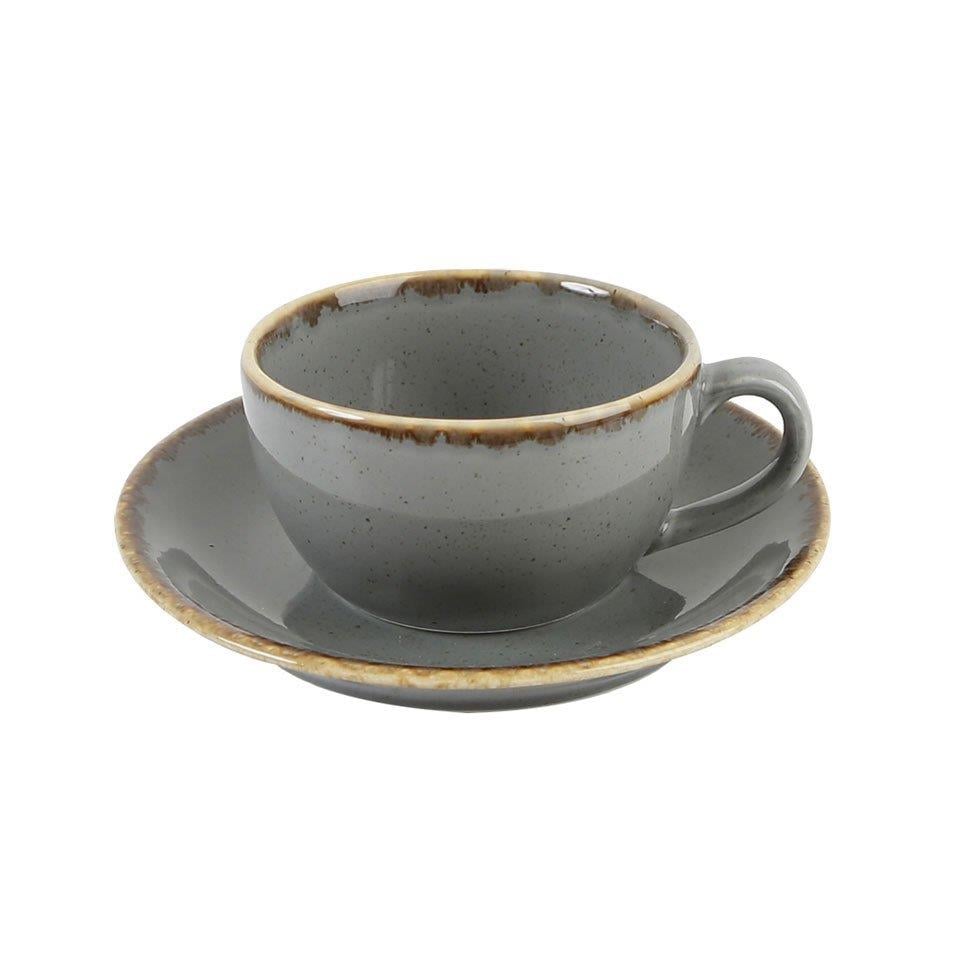 Porselen Koyu Gri Çay Fincan Takımı